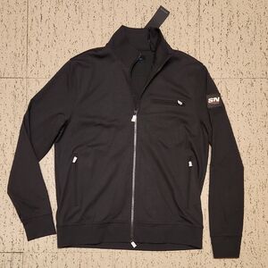 Patrick Assaraf Sports Network Black Full Zip Athletic Sweater Jacket